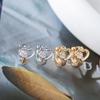 Korean Retro Double Heart Zircon Earrings - Chic Peach Heart Design
