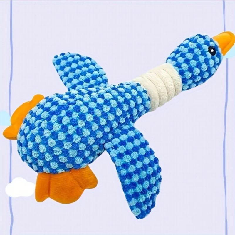 

New blue goose dog toy cat toy pet toy double color goose tough bite chew plush sound toy plush toy pet supplies синій