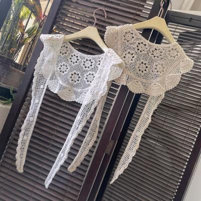 New Detachable Fake Collar Lace Trim Hollow Knitted False Collar Adjustable Crochet Decorative Collar Clothing Accessories