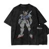 New ACID WASH TEE MOBILE SUIT Gundam Printed Tshirt Mens and Womens Washed Tshirt High Quality Vintage Cotton Tshirt