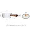 400ml/600ml Glass Milk Pot With Wooden Handle Transparent Cooking Heating Milk Soup Noodle Household Kitchen Cookware Clay Stock