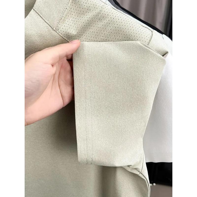 Men's Short Sleeve T Shirt Half Zipper Casual Mesh Beach Breathable Pullover Solid Color Lightwear Loose Comfortable Shirts