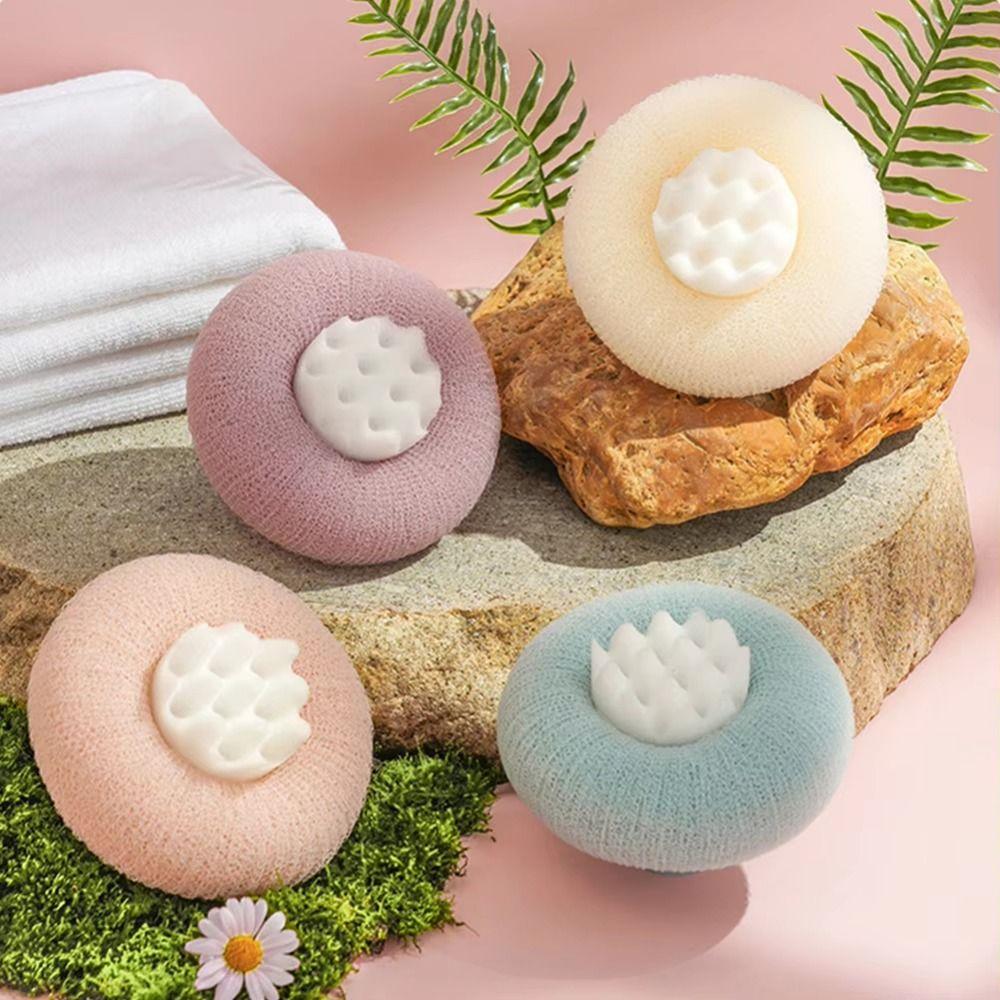4Pcs Suction Cup Sunflower Sucker Bath Ball Rich Bubble Soft Mesh Dead Skin Remover Reusable with Elastic Band
