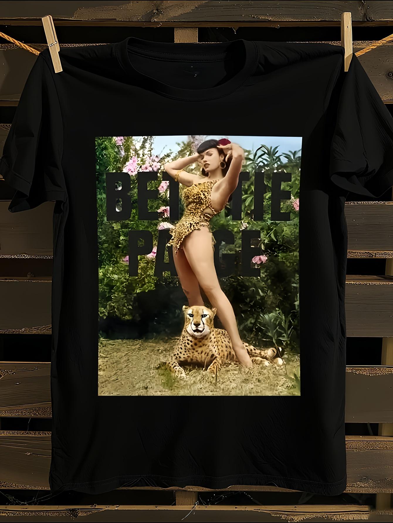 Vintage Tshirt Vintage Bettie Page Jungle Graphic Tshirt S