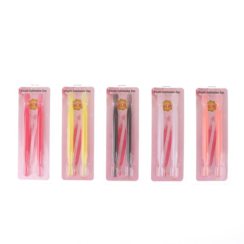 2Pcs Nail Cuticle Pusher Plastic Double End Reusable Manicure Cuticle Dead Skin Remove Pedicure Sticks Nail Art Clean Care Tool