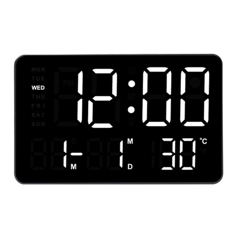 10.5in Digital Wall Clock With Date, Temperature and Auto Daylight Savings Time Desk Decoration Color Option
