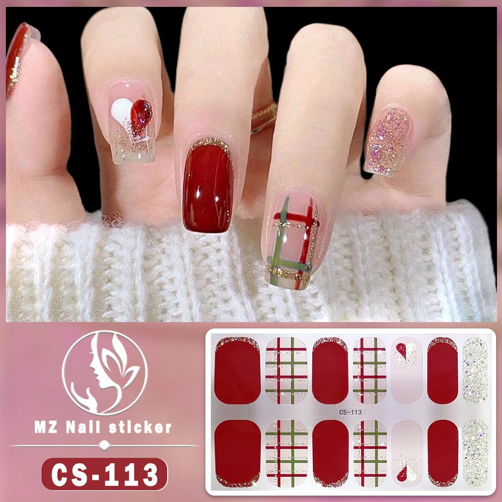 CS Waterproof No-Cure Gel Nail Wraps, Full Cover Contrast Color Tiger Head Pattern Nail Stickers, Nail Patch Films