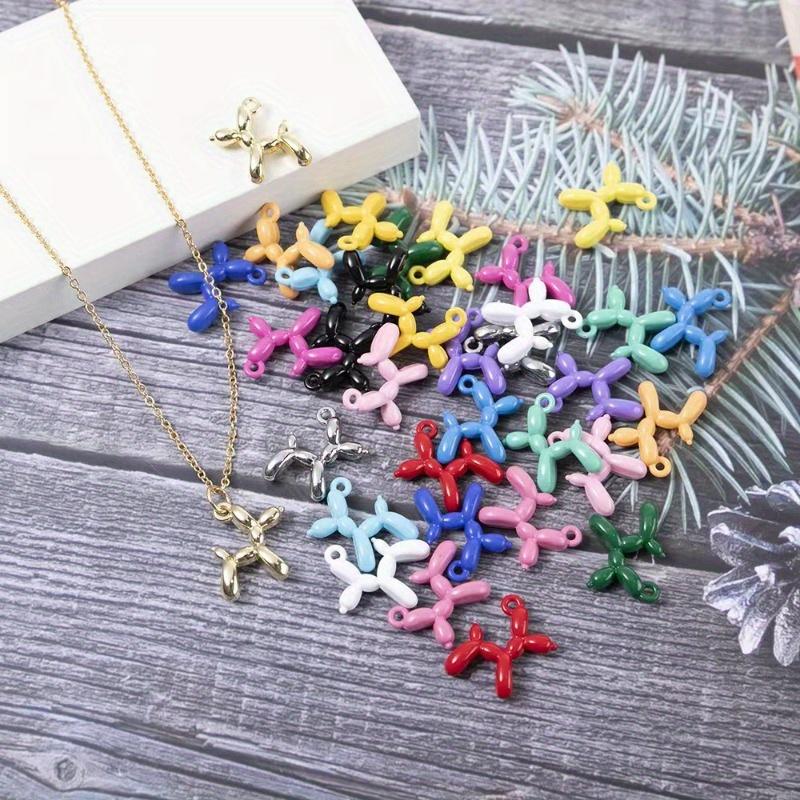 20pcs New Candy Color Cartoon Balloon Dog Pendant Women Beads Short Chain Choker Necklaces Collar Trendy Cute Puppy Jewelry Gift