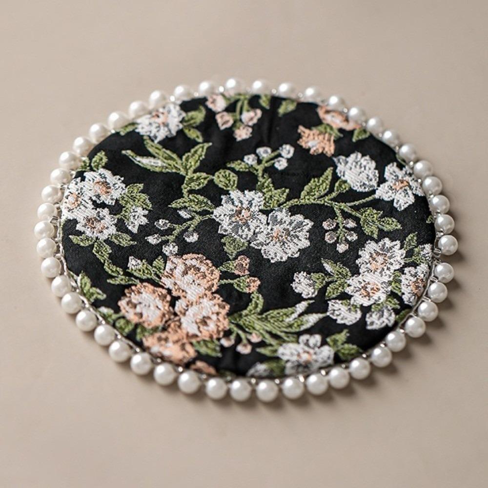 Cloth Pearls Edge Coaster Vintage Teapot Mat Swallow Brocade Cup Mat  Drinkware Accessories