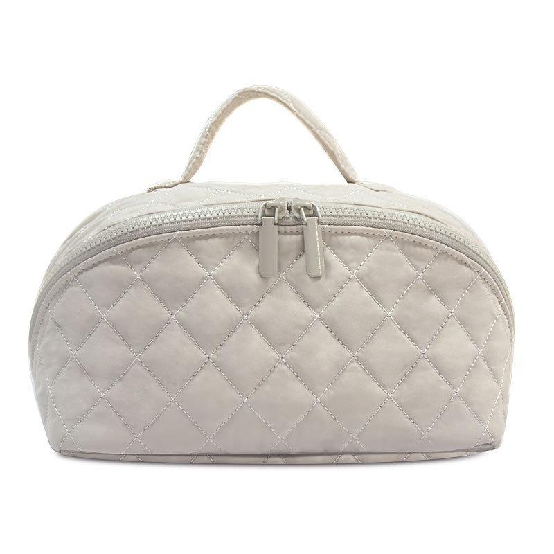 Women's Luxury Quilted Cosmetic Bag, Large Capacity Makeup Organizer, Travel Toiletry Storage Pouch with Handle
