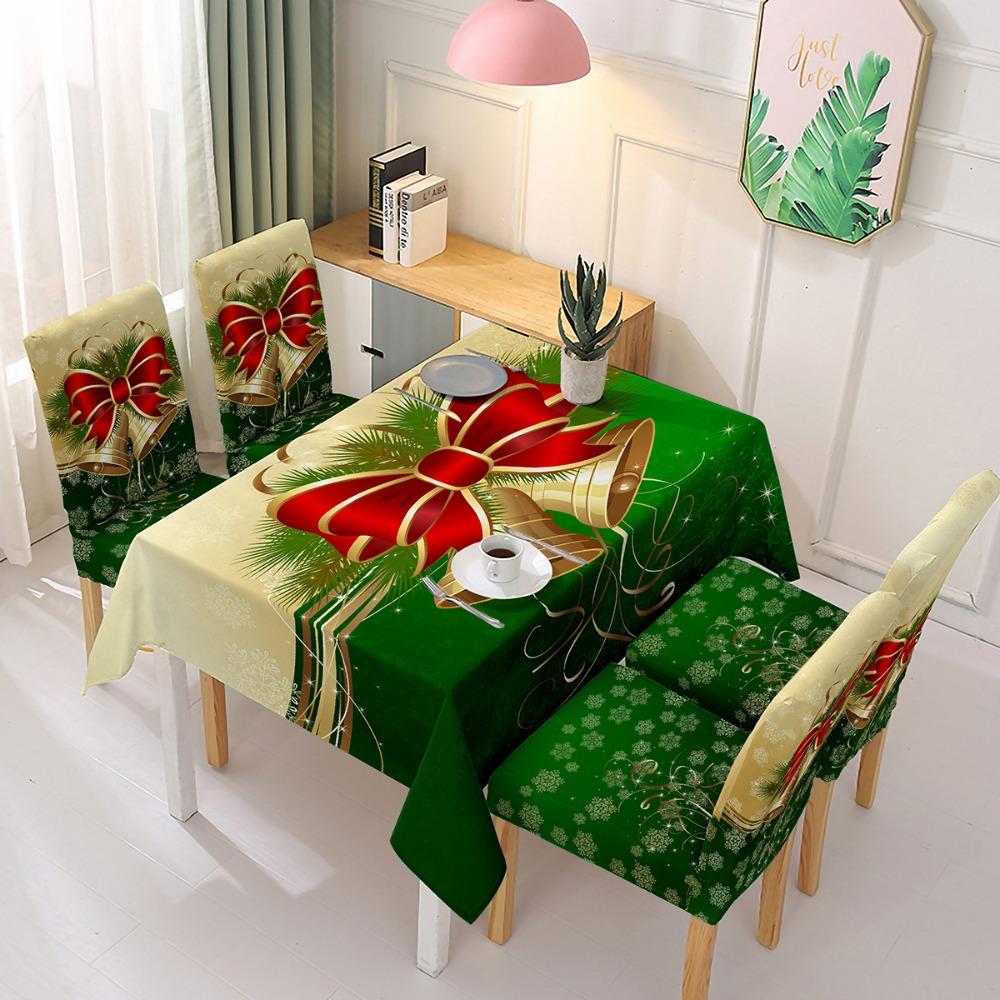 Festive Chair Covers Christmas Elastic Full Cover Waterproof Oilproof Tablecloth for Dining Table Home Decor