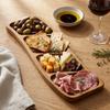 Portable Wooden Snack Tray Curved Design Nut Platter Dipping Plate  Home Dining