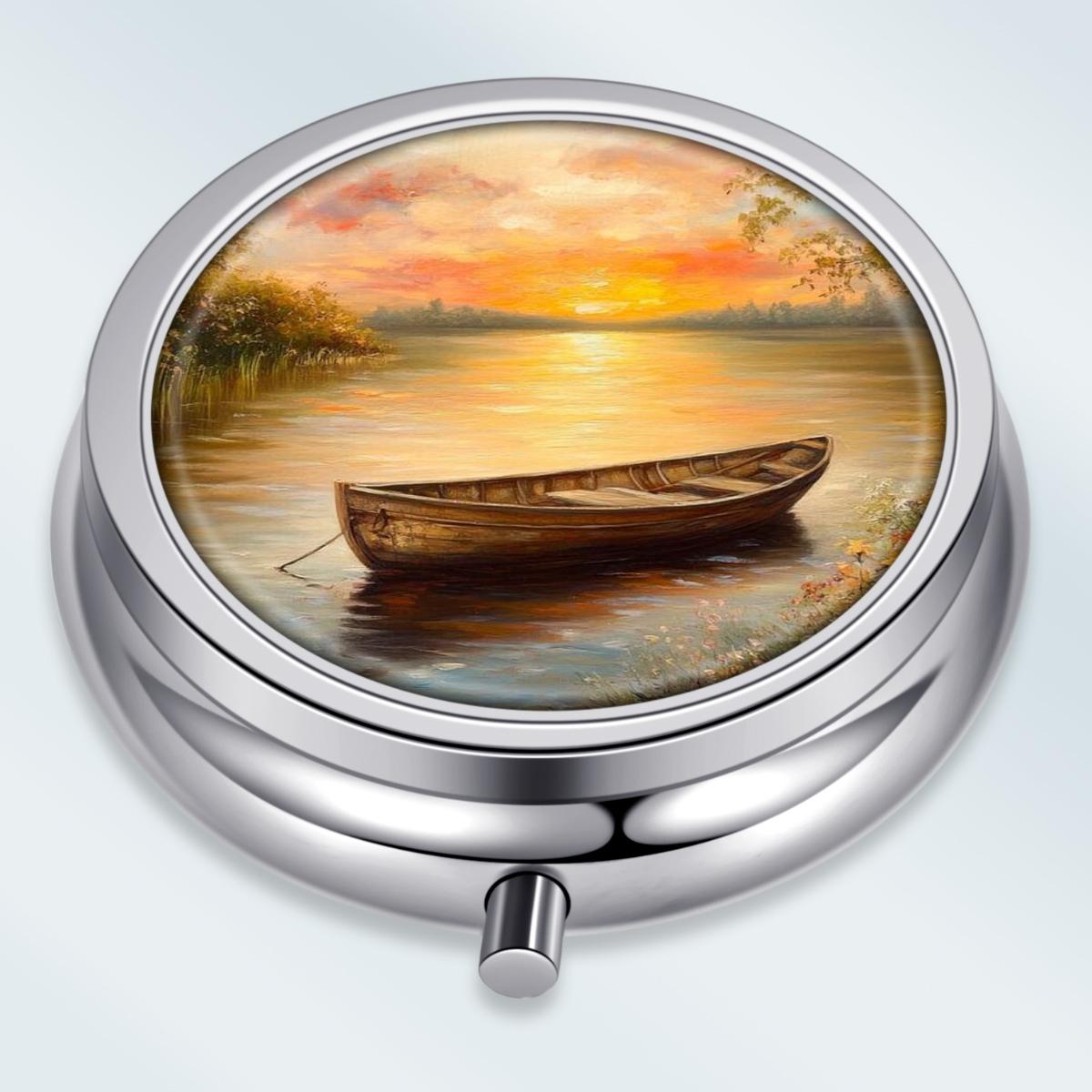 

Portable Pill Box with 3 Compartments, Mini Metal Medicine Organizer Case, Cute Printed Pill Container for Vitamins, Pills, Jewelry, Travel, Daily Use разноцветный