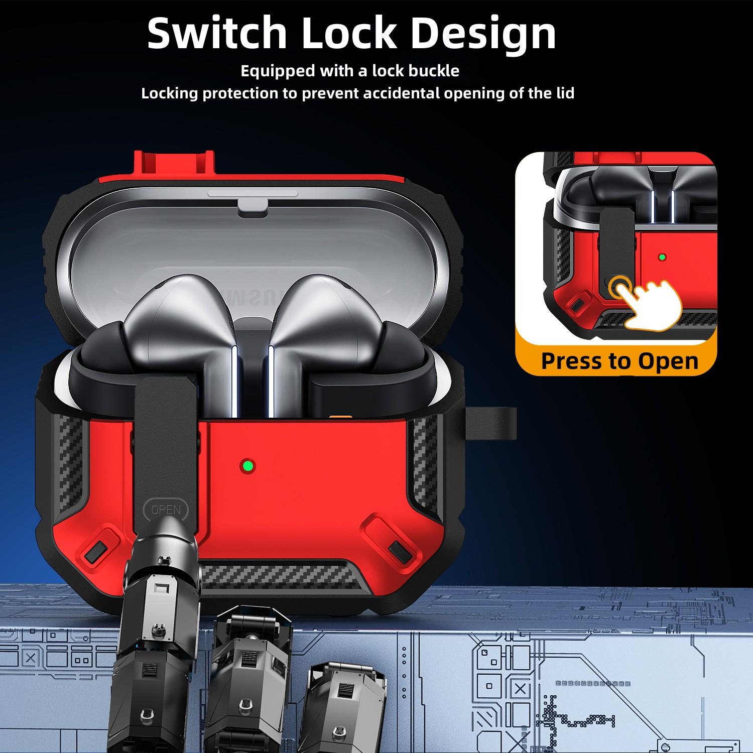 Custodia in Fibra di Carbonio per Samsung Galaxy Buds 3 Pro / Galaxy Buds 3 con Kit di Pulizia Custodia con Blocco di Sicurezza per Samsung Galaxy Bud