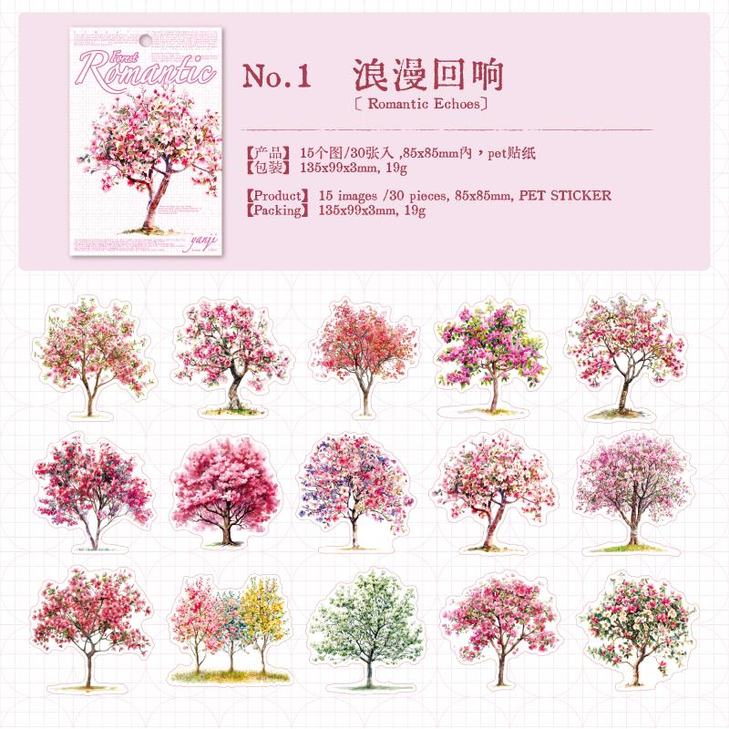 30pcs/pack Romantic Forest Series Ins Forest Theme PET Stickers DIY Diary Scrapbook Aesthetics Stationery Stickers