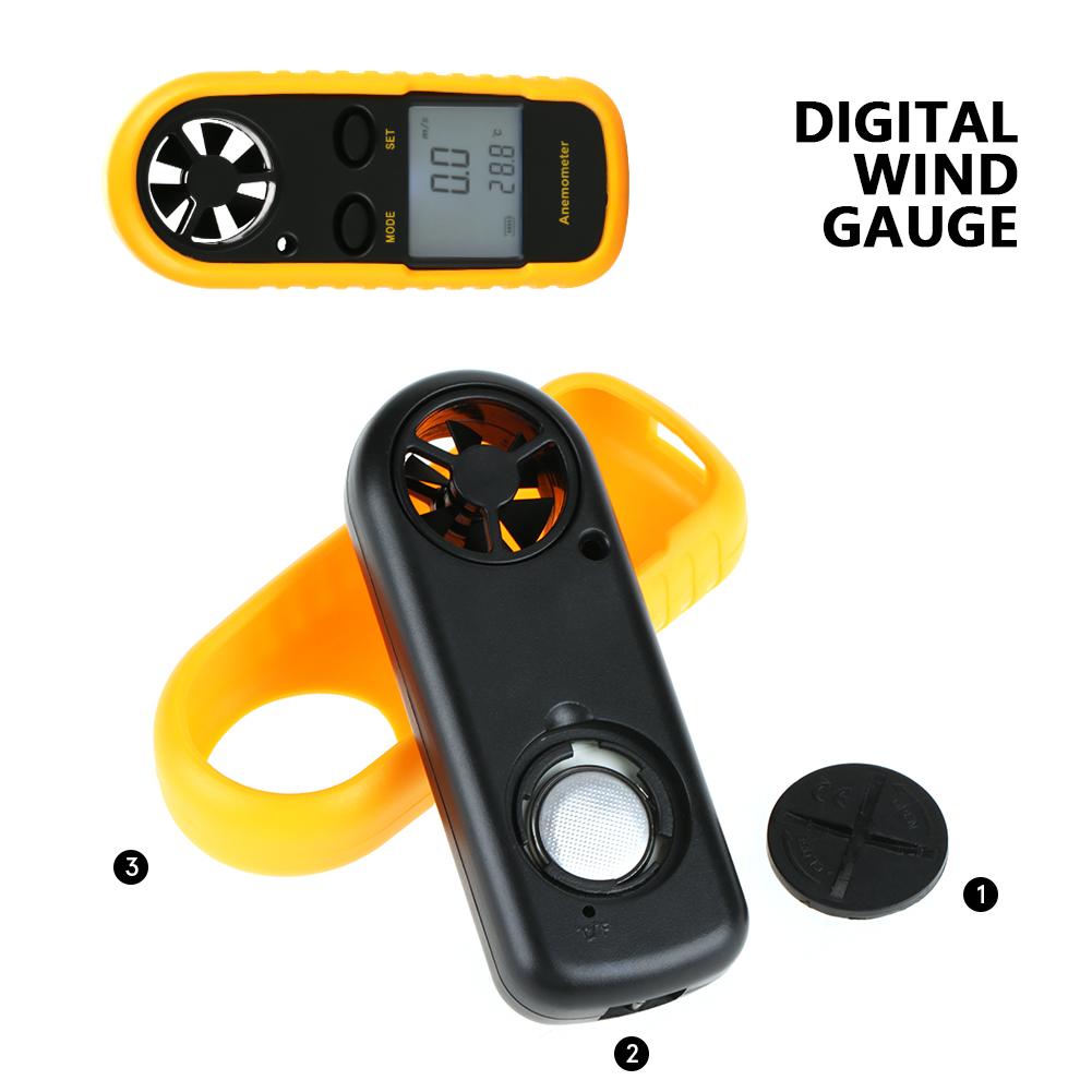 Portable Digital Anemometer Wind Speed Gauge Air Flow Speed Temperature Meter Thermometer