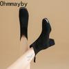 Winter Retro Slim Women Thick Heel Ankle Metal Square Toe Modern Short Botas Para Mujer for Adult Women