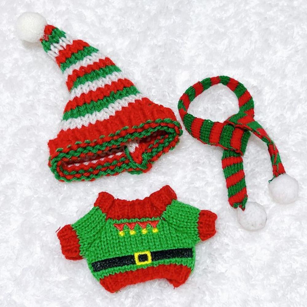 Christmas Doll Outfit Set for 17cm Gen 1/2 Figures Knitted Sweater Clothes with Hat/Sweater/Scarf (No Doll)