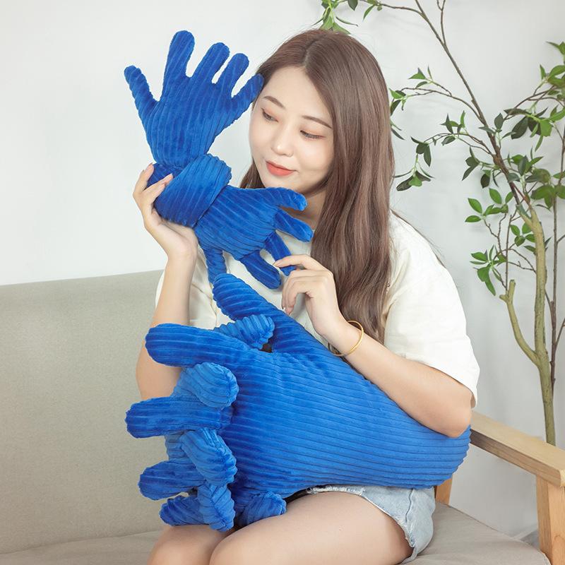 Creative Blue Hand Throw Pillow Palm Plush Toy Home Sofa Long Pillow Lazy Sleeping Leg Doll Doll