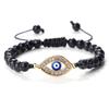 Devil's Eye Round Bead Bracelet with Plated Alloy Woven Cord
