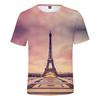 Novelty France Paris Eiffel Tower 3D Graphic Tees Y2k Men Women Short Sleeve Street Tshirt Kids Casual Oversized Tops Clothing