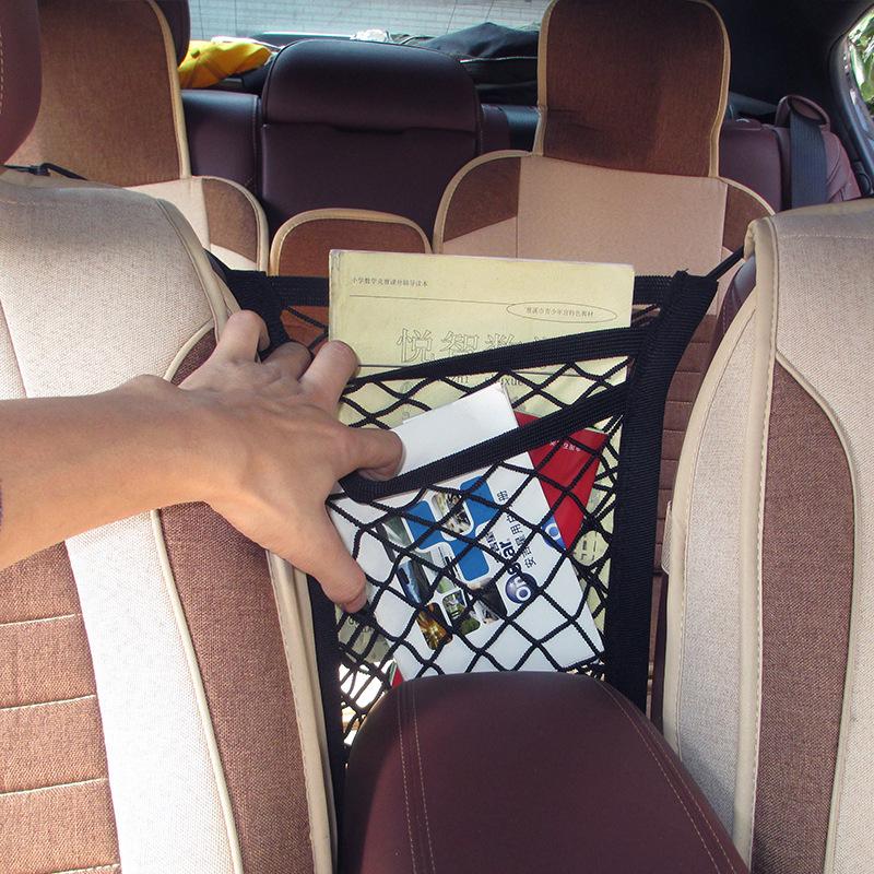 Car Seat Back Storage Net Organizer - Hanging Partition Bag for In-Car Use