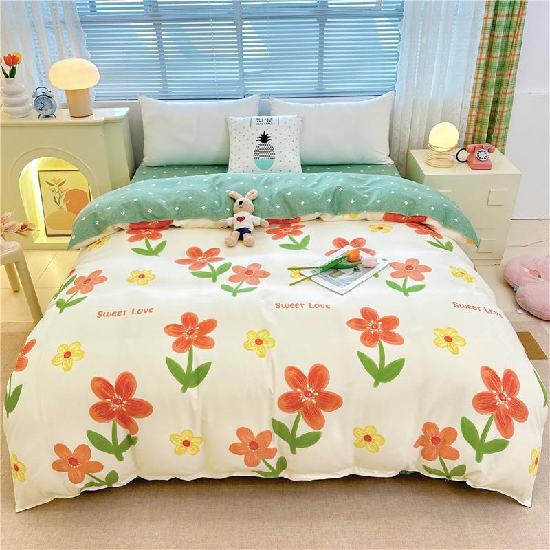 1Pc Sweet Red Flowers Duvet Cover Botanical Floral Pattern Comforter Cover Skin-friendly Comfortable Bedding Bedroom Decor