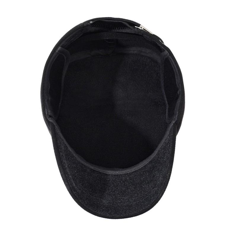 Men's Autumn Winter Hat Warm Cap Middle-Aged and Elderly Winter Ear Protection Flat Cap Outdoor Velvet Thick Cotton Cap
