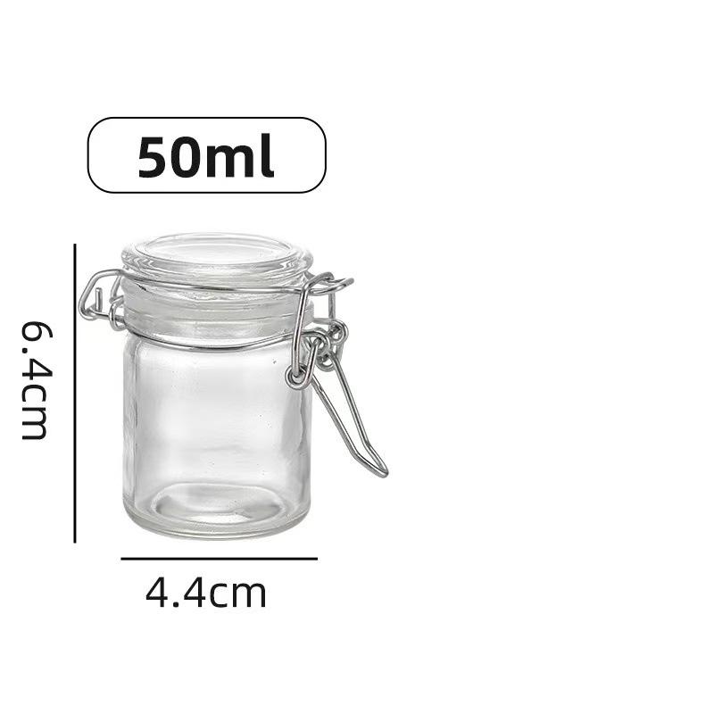 In Stock Transparent Graduated Glass Storage Jar with Sealed Buckle for Moistureproof Tea or Mason Jar Storage