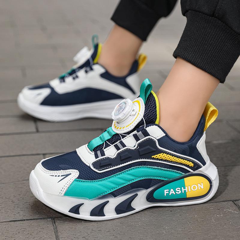 Barns Höst 2025 Vattentäta Löparskor med Halkskydd - Pojkars Lättviktiga med Knappförslutning och Mjuka, Tjocka Sulan