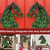 Outdoor Pferdekopfwreath Künstliche Grünpflanzen Pferdekopftür-Weihnachtskranz Lustiger Türkranz mit roter Schleife Dekorationen