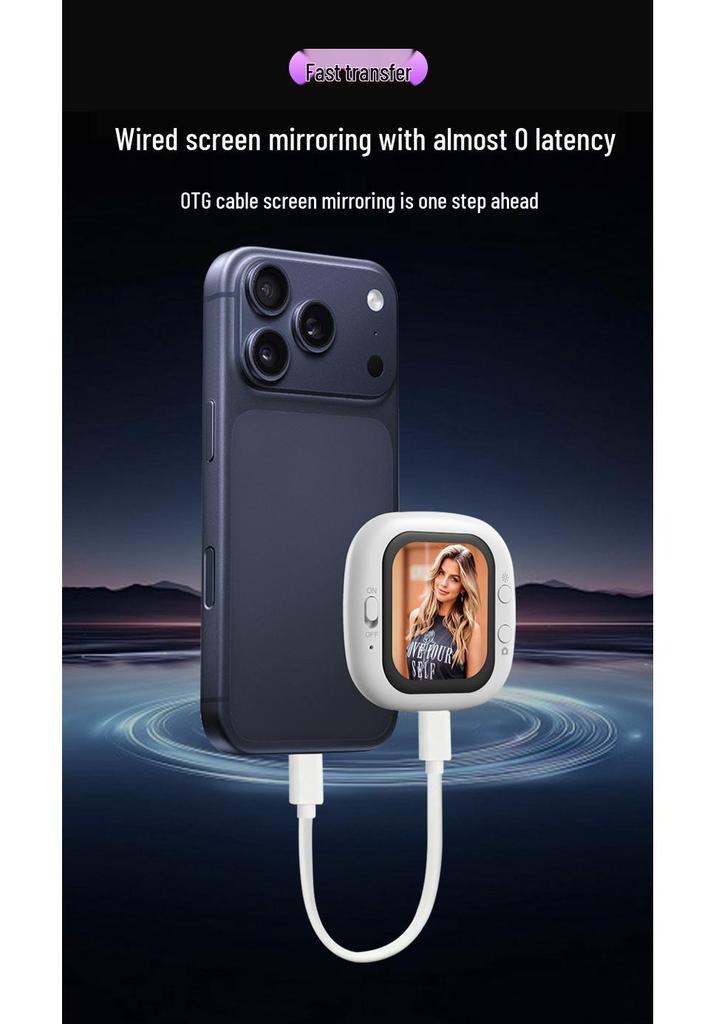 Portable Magnetic Mini Mobile Phone Projector with Wired Selfie Screen Function