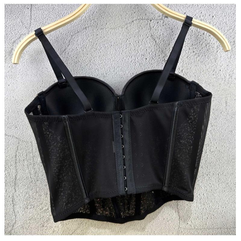 Pure Desire Style Fishbone Sequin Strapless Top Short Sexy Fitted Underwire Women's Waist-cinching Spring/summer Camis & Tank Tops