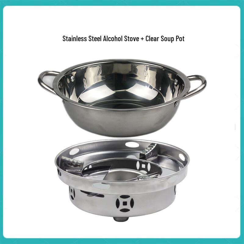 RSRDDY Commercial Square Aluminum Alloy Hot Pot with Alcohol Stove