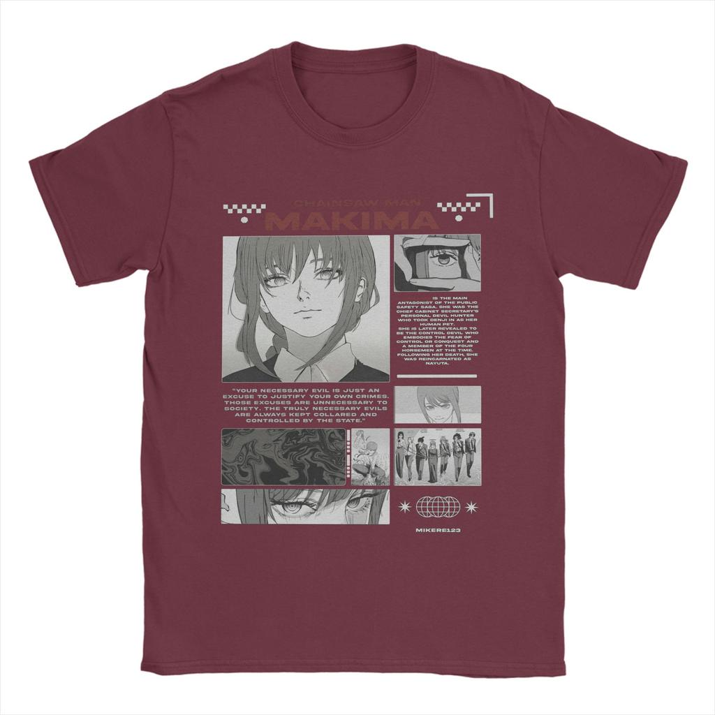 Men's Makima Chainsaw Man Japanese Manga (2) T Shirts Cotton Tops Casual Short Sleeve Round Collar Tee Shirt Original T-Shirts