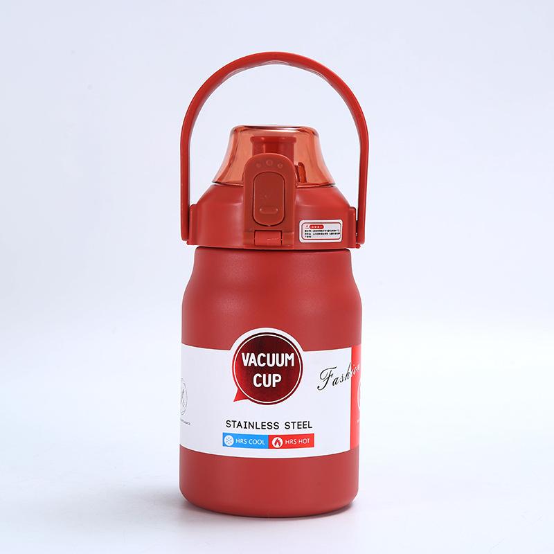 

Термос из нержавеющей стали, большая емкость для использования на открытом воздухе, спортивный чайник, портативный, портативный, пружинный, соломенный стакан 1000ml