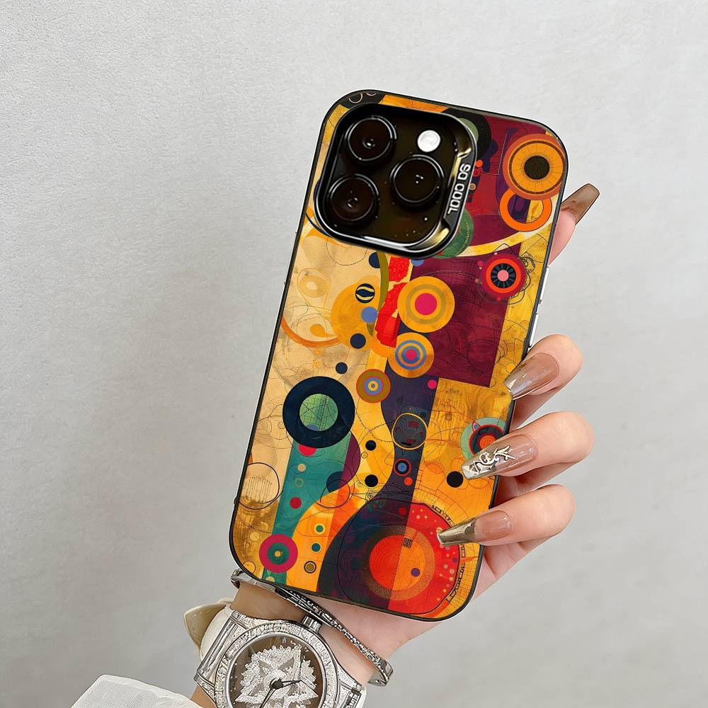 

Art Wassily Kandinsky Phone Case For iPhone 17,16,15,14,13,12,11 Plus,Pro Max,XS,Colored Silver Plated Inside Cover iPhone14Plus
