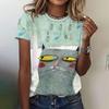 3D Print T Shirt Summer Street Tees Fashionable Tee Minimalist Pattern Women's T Shirt Round Neck Short Sleeved Top