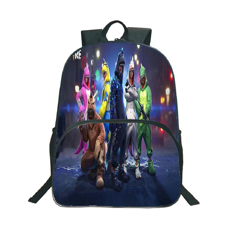 Shooter-Spiel Free Fire 3D-Druck Rucksack Junge Mädchen Lässige Schultasche Schüler Wasserdichter Rucksack Cartoon-Muster Rucksäcke
