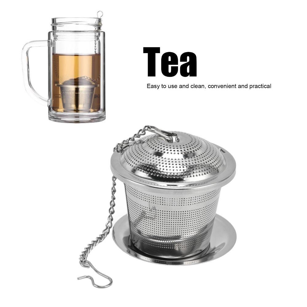 

Barrel Shaped Loose Tea Steeper Stainless Steel Tea Ball With Saucer Tea Strainer Tea Brewing