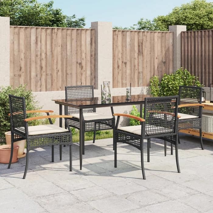 VidaXL Garden Dining Set with Cushions 5pcs, Patio Table and Chair, Patio Furniture, Outdoor Furniture, 3213598