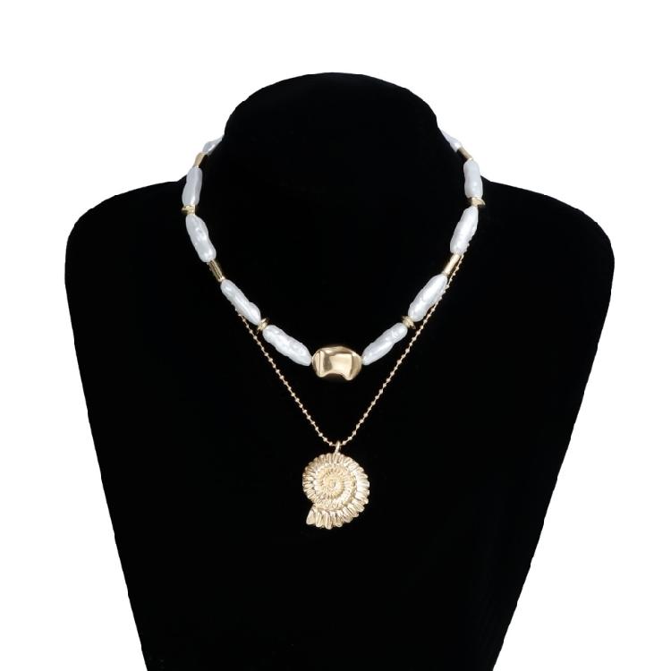 Trendy Baroque Conch Shell Pearls Adjustable Length Necklace Lightweight Comfortable Jewelry For Everyday Style