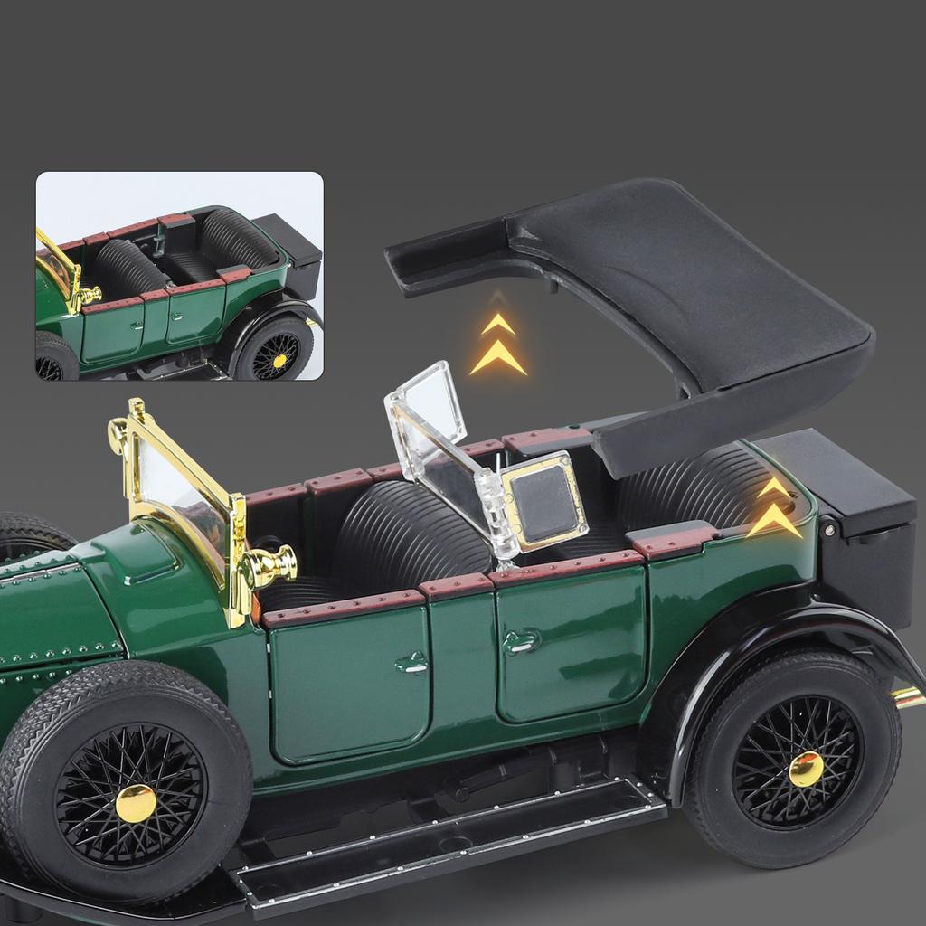 1/24 Rolls-Royce Phantom I Alloy Classic Luxy Car Model Diecast Metal Toy Retro Old Vehicles Car Model Sound and Light Kids Gift