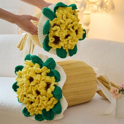 Rosenstrauß Dekokissen Dekoratives Strickblumenkissen Sofa Bett Überwurfkissen Geschenk für Valentinstag Muttertag Weihnachten