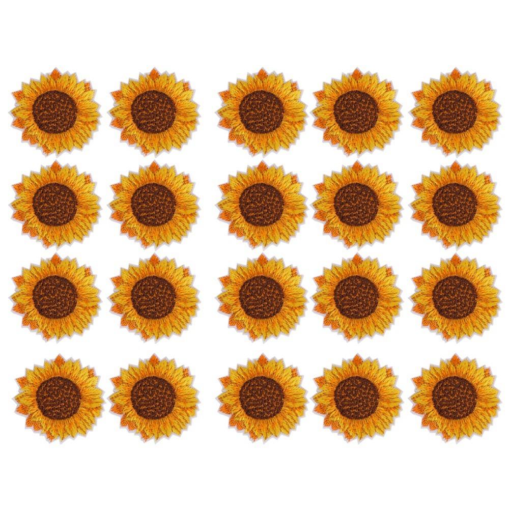 20pcs Yellow Sunflower Pattern Embroidered Patches Sew On Patch  Clothes Decoration
