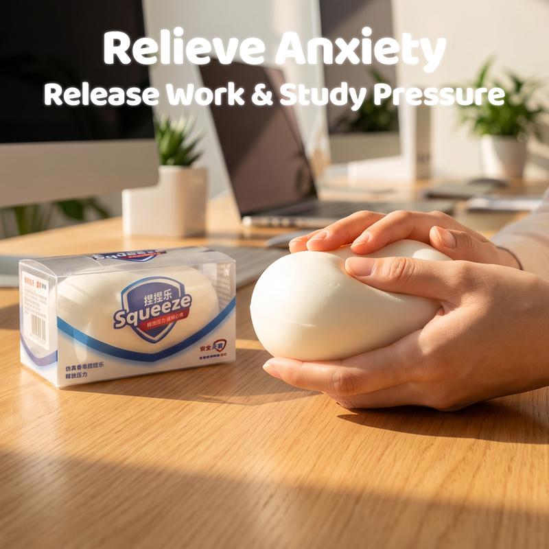 Giocattolo Squishy Antistress a Forma di Sapone Bianco, Gadget Fidget Spremibile in TPR a Rimbalzo Rapido, Giocattolo Sensoriale ASMR per Sollievo dallo Stress
