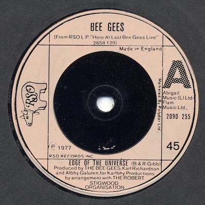 7-Zoll Schallplatte BEE GEES - Edge Of The Universe 2090255 RSO 1977 UK Pop Gebraucht
