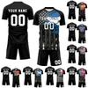 Men Two Piece Short Sleeve Sports Jersey Set with Printed Flag Pattern Crew Neck Athletic Top and Shorts for DIY Team Activities