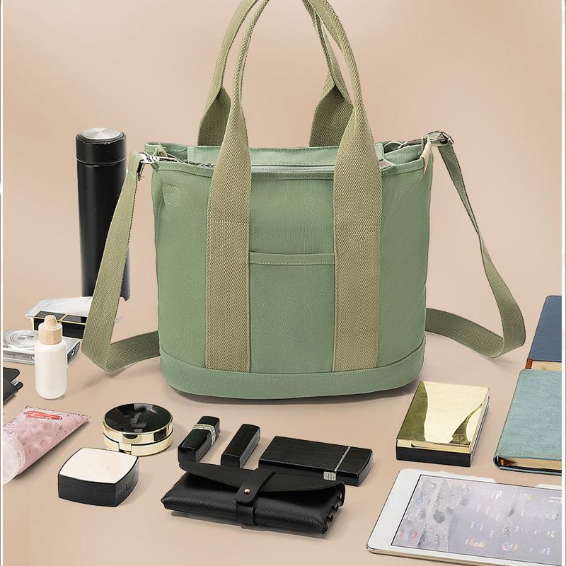 Простая холщовая сумка-тоут с широким ремешком — прочная и легкая сумка через плечо — фото 3