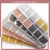 Japanese Mini Steel Beads Nail Art Accessories - Gold, Silver & Rose Gold Mix In 12 Grid Box